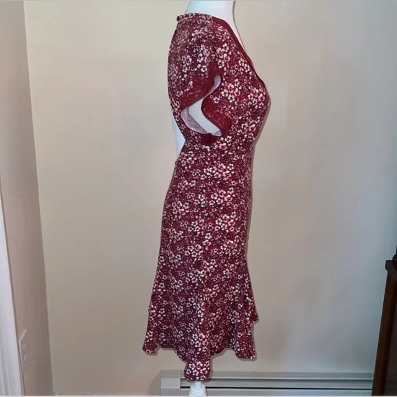 NWOT Free People sweet talker floral lace V neck ruched keyhole mini dress - Picture 10 of 14